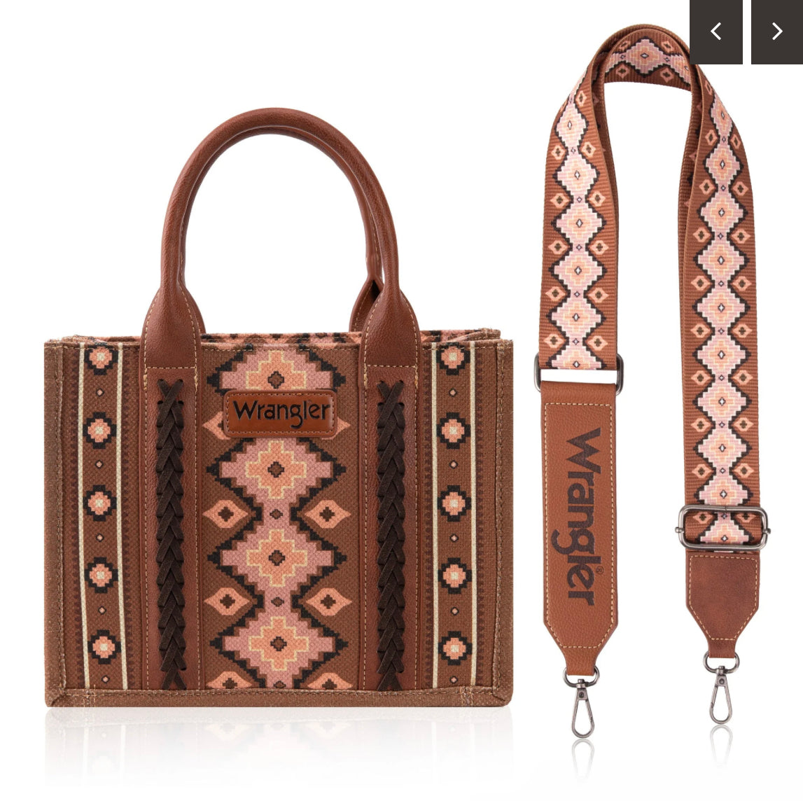Brown Aztec Crossbody Small Tote