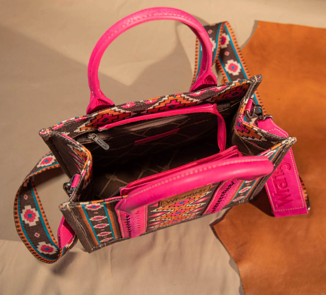 Pink Aztec Crossbody Small Tote
