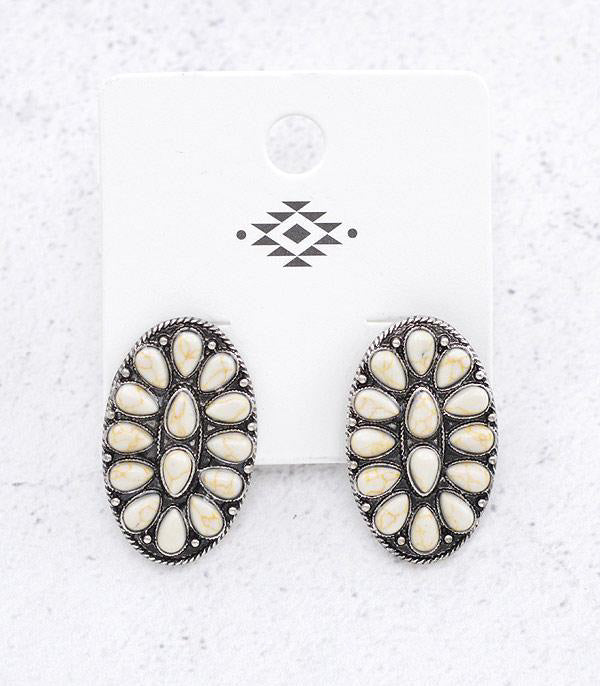 Eva - White Concho Earrings