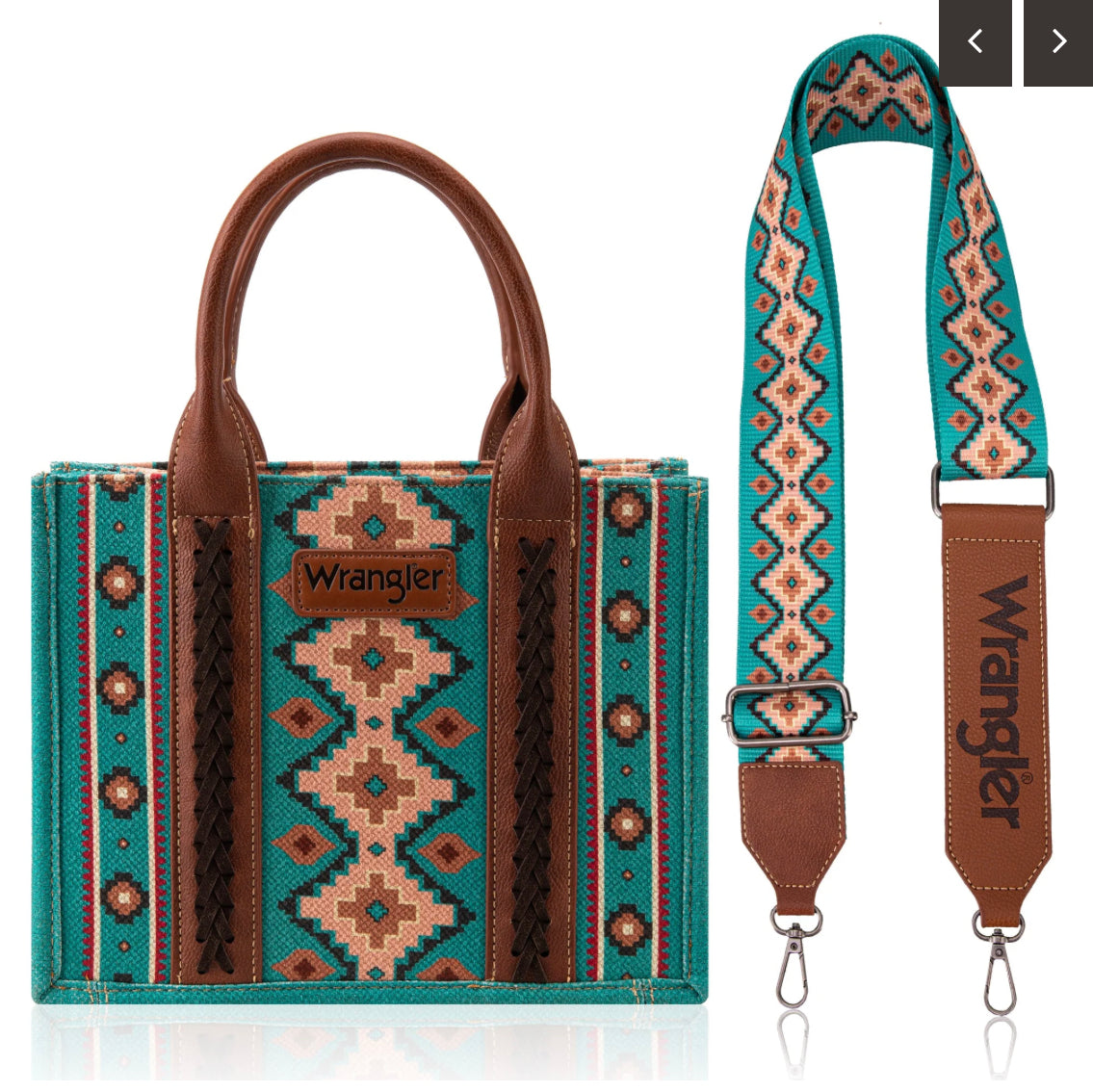 Turquoise Aztec Crossbody Small Tote