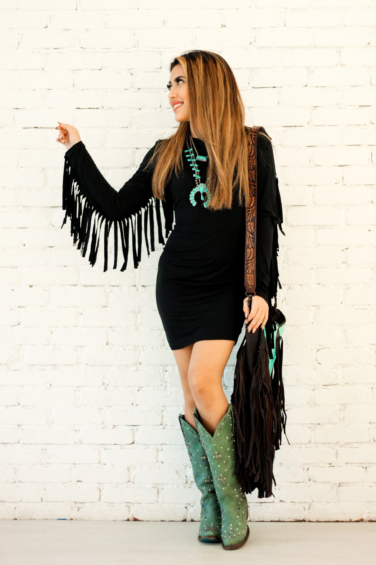 Fringe Black Dress