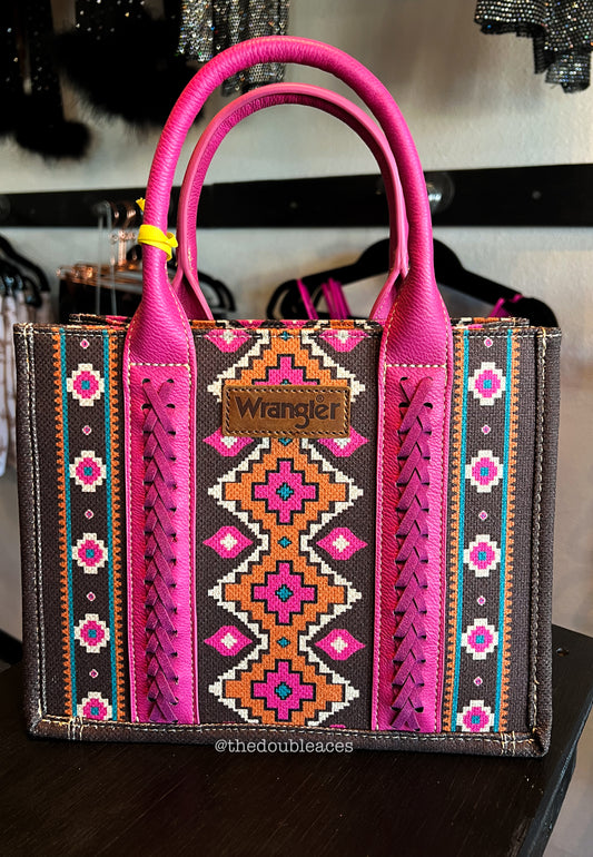 Pink Aztec Crossbody Small Tote