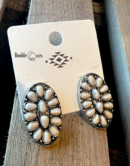 Eva - White Concho Earrings