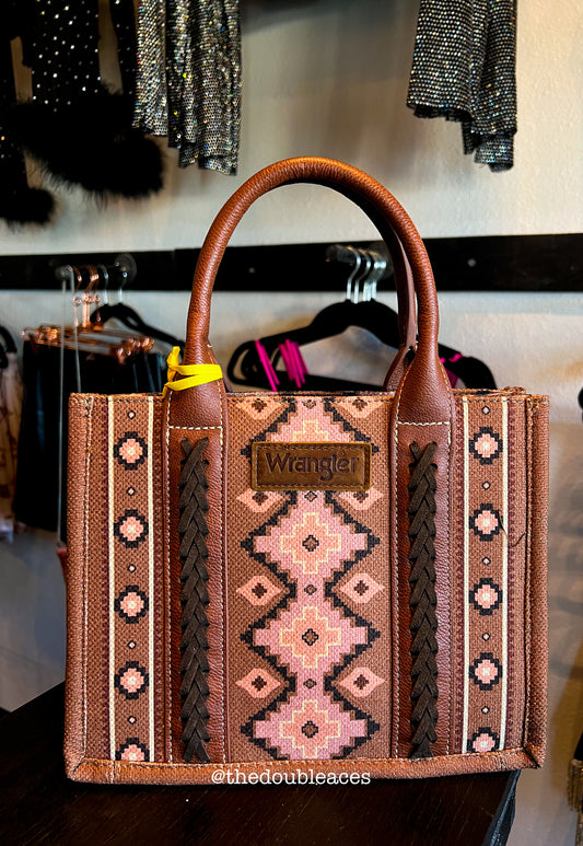 Brown Aztec Crossbody Small Tote